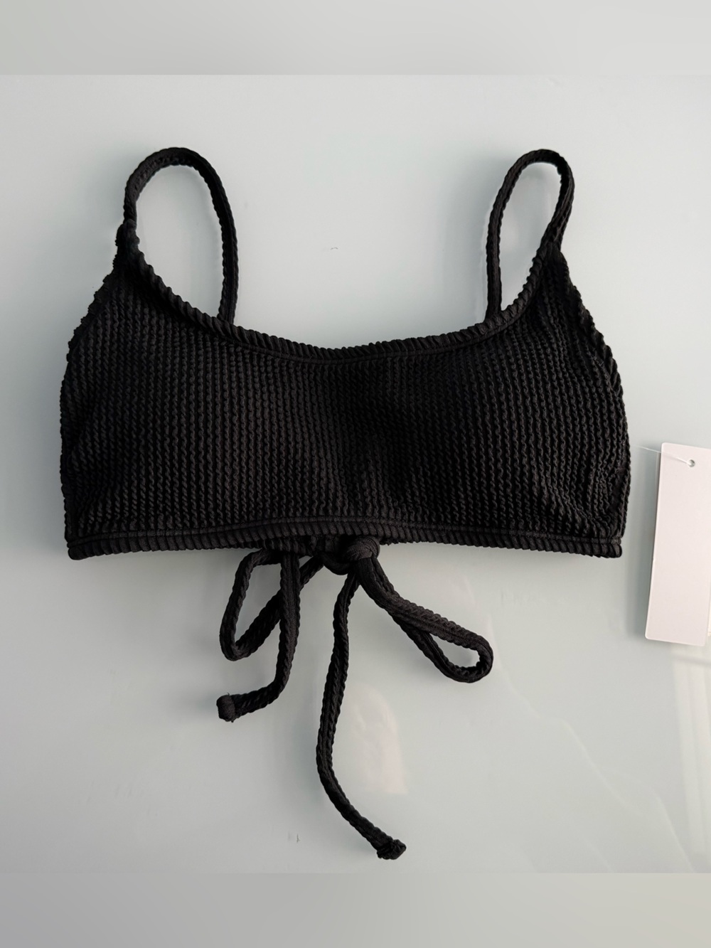 Salt + Cove Juniors' Black Ribbed Scoop-Neck Bralette Bikini Top Size Small